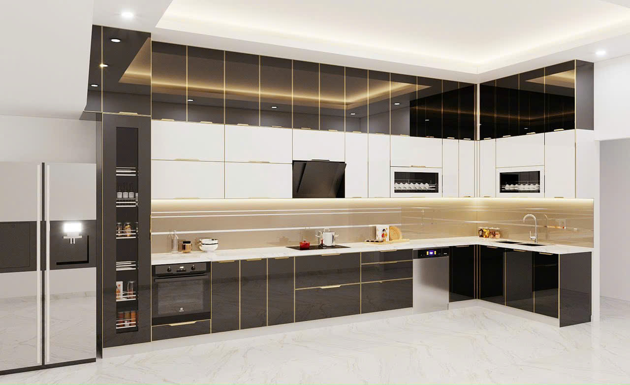 Công trình tủ bếp inox cánh kính thi công tại Quận 12
